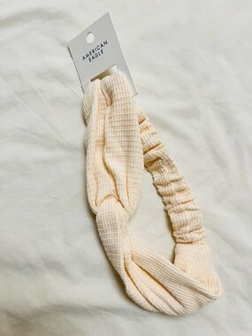 American Eagle Outfitters Cream Waffle Knit Headband